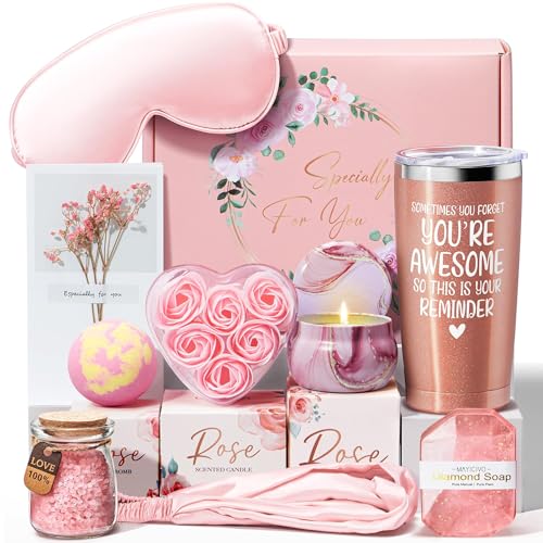Image of Birthday Gifts for Women Friendship, Rose Relaxing Spa Gifts Basket for Women, Self Care Thank You Gift Bath Set Mothers Day Gift for Mom Her Best Friend Wife Sister Coworker Nurse Teacher