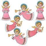 Beistle 20058 Vintage Christmas Glittered Angel Cutouts 6 Piece, 14.5