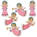 Beistle 20058 Vintage Christmas Glittered Angel Cutouts 6 Piece, 14.5" - 16.25", Multicolor