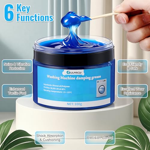 Image of 3.5 oz (100g) Washing Machine Damping Grease with 10 Foam Inserts for Suspension Rods, Vibration & Noise Reduction, Compatible with Most Top-Load Washers, Multi-Purpose Shock Absorption Grease