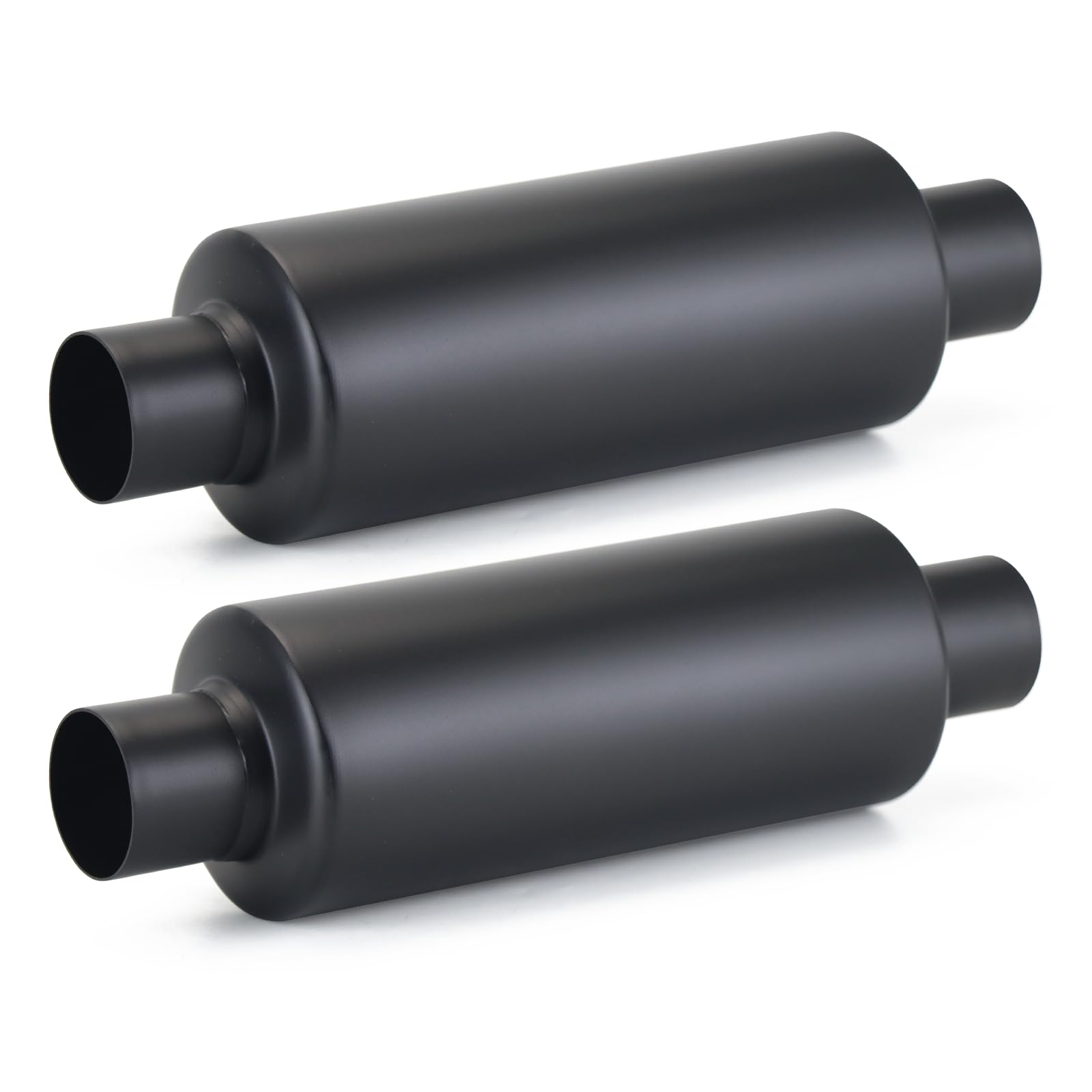 A-KARCK 2 Pack 2" Inlet Exhaust Resonator, 2" Inlet 2" Outlet 13.8" Overall Length Muffler Resonator Stainless Steel,Polished (Black)