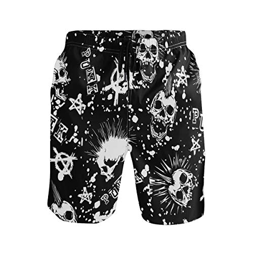 Wamika Bañador de playa para hombre, diseño abstracto de calavera hawaiana, bañador para playa thumbnail
