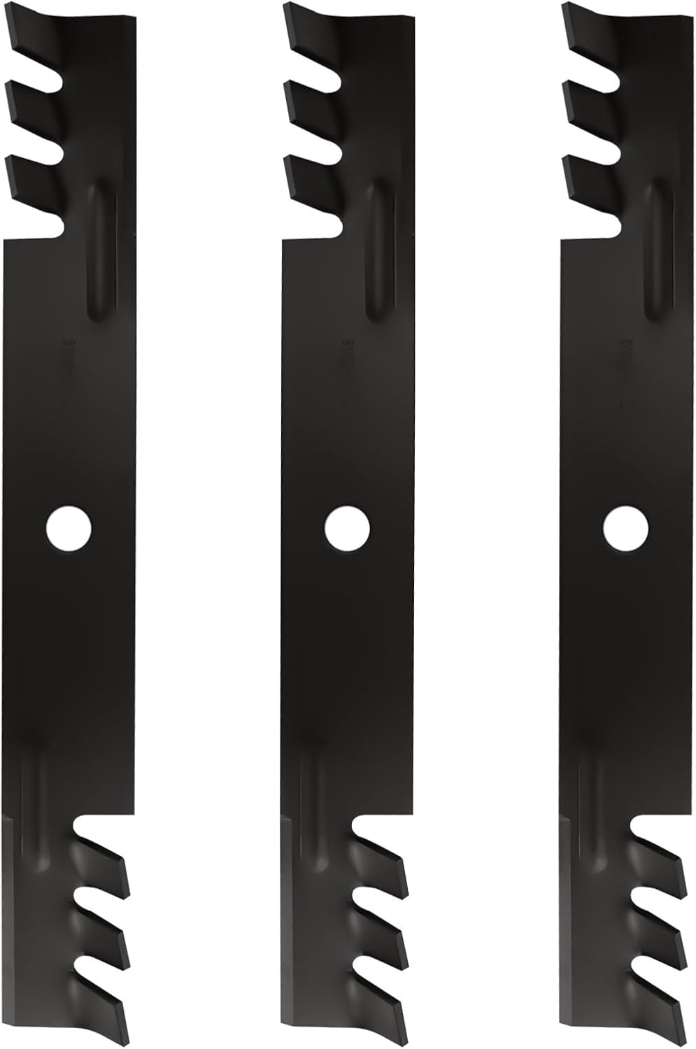 GY20569 54 inch High Lift Toothed Blades for John Deere 325 335 345 425 Lesco 051509 Scotts 2254HV 2354HV 2554HV S2554 JD M113518 M115496 M115496 M135590 M76467 54" Deck Lawn Mower Tractor, Black