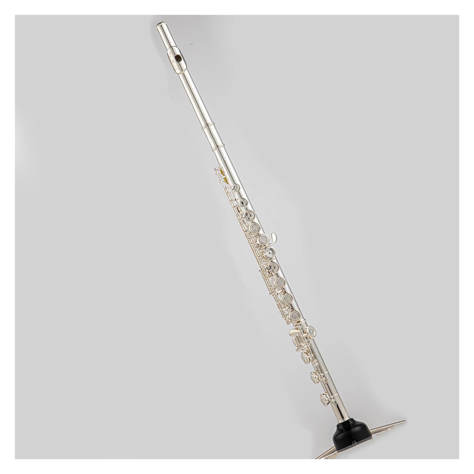 Flauta con llave en C chapada en plata, botón francés, mecanismo E dividido, 17 agujeros abiertos, Material de alpaca Principiantes Flauta