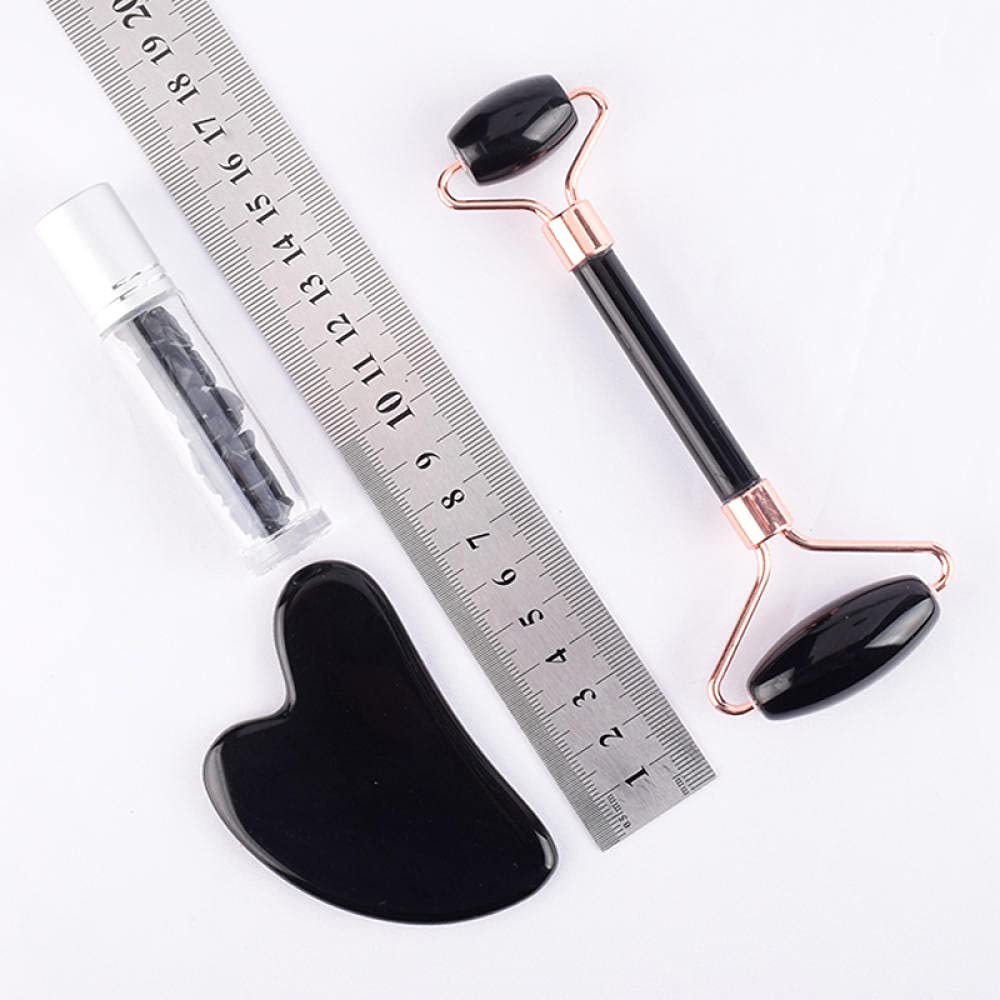 Noir Obsidian Face Face Gua Sha Sha Bouteille en pierre 3PCS / Set-3 décors de PCS