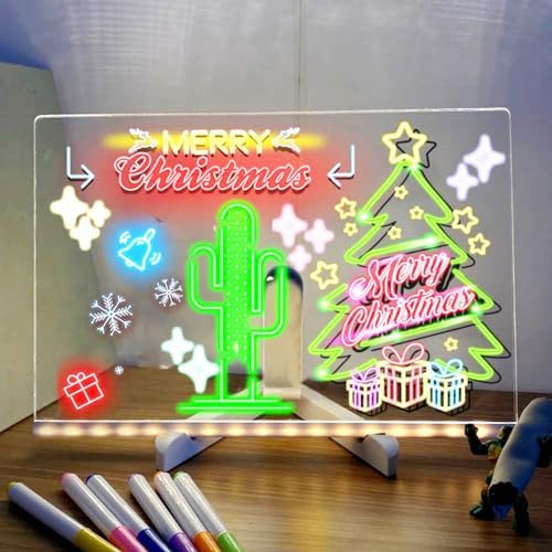 LED Note Board with Colors, Acrylic Writing Message Board with 7 Colors