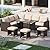 U-MAX 7 Pieces Patio Furniture Set Outdoor Sectional Sofa Conversation Set All Weather Wicker Rattan Couch Dining Table & Chair with Ottoman, Khaki Cushion
