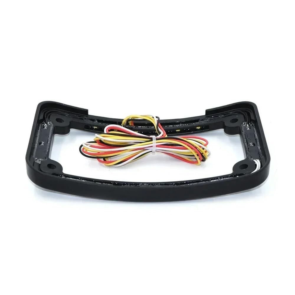 Trasera Lámpara Marco De Matrícula Motocicleta Curvado Con Doble LED, Freno O Giros, Acabado En Negro