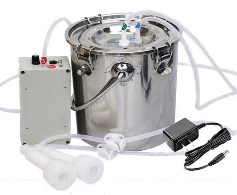 View 1 of Franc Moody 3L Cow Milking Machine Portable Cow Pump Milk Machine, Automatic Cow Milker Machine, Pulsation Vacuum Electric Suction Pump with 2 Teat Cups + 1 Stainless Steel Bucket