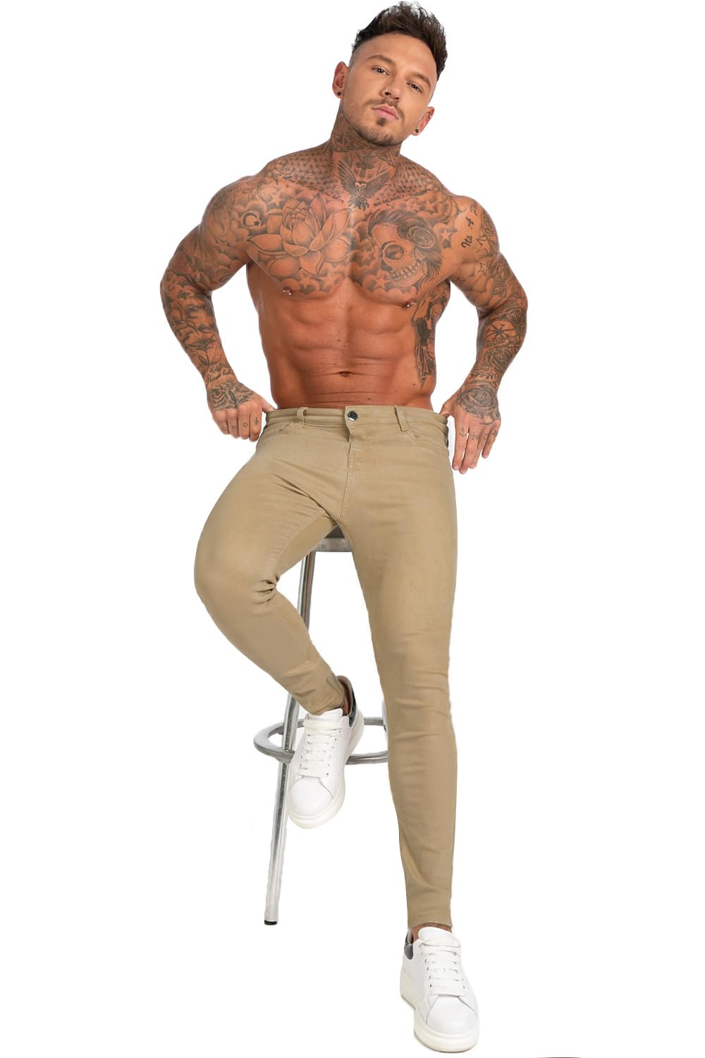 GINGTTO Homme Jeans Skinny Elastique Denim Pantalon Slim Fit Super Stretch Jean