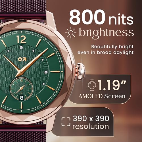 Image of GOBOULT Alora Smart Watch 1.19'' AMOLED Display, BT Calling, Rotating Bezel, 150+Watchfaces, 800 Nits Brightness, AI Voice Assistant, SpO2 Monitoring, 120+ Sports Mode (Red Wine)
