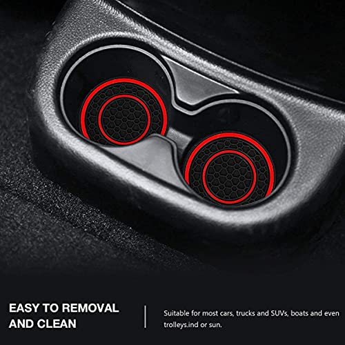 Auprite Non-Slip Anti Dust Mats - 2 Pack 2.75 Inch Diameter Universal Auto Anti Slip Cup Holder Insert Coaster, Durable, Suitable For Most Car Interior(Red) #TOP3