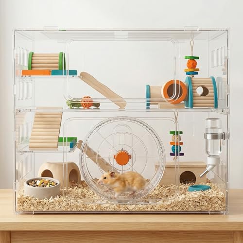 Roue pour hamster 21cm transparente silencieuse avec support ajustable pour cage - 8