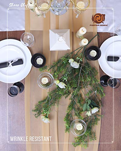 Parfair Desssin Caramel Table Runners Boho Birthday Decorations Baby Shower Centerpieces For Girls Wedding Table Runner 120 Inches Long - Lot Of 5 Caramel #TOP3