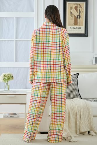 Image of YiNi LuLu Womens Pajamas Set 2 Piece Long Sleeve Sleepwear Button Down Pjs Lounge Set Nightwear with Pockets