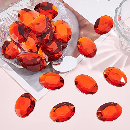 FINGERINSPIRE 30 Stück 40x30 mm Extra Große Ovale Acryl Strass Edelsteine Juwelen Verzierungen Kristalle Flache Rückseite Rote Juwelen Verzierungen Kristall Edelsteine Für Die Kostüm Schmuck Handwerk
