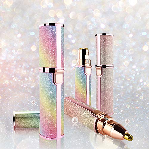 HAMTOD Rechargeable Painless Eyebrow Trimmer for Women,USB Portable 2 in 1, Electric Eyebrow Shaver with LED Light, for Eyebrow/Facial Hair/Lip/Chin/Nose Personal Body Hair Remover-rainbow