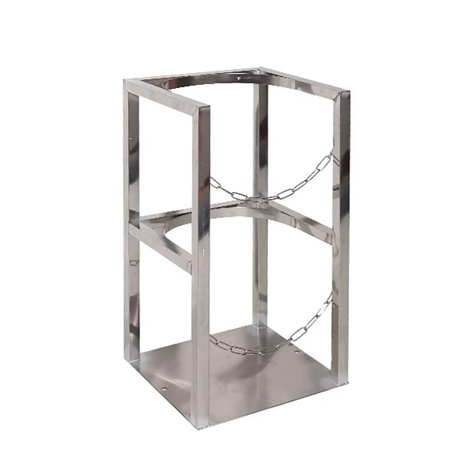 Soporte de tanque cilíndrico con cadena protectora para un almacenamiento seguro de botellas de oxígeno y nitroso