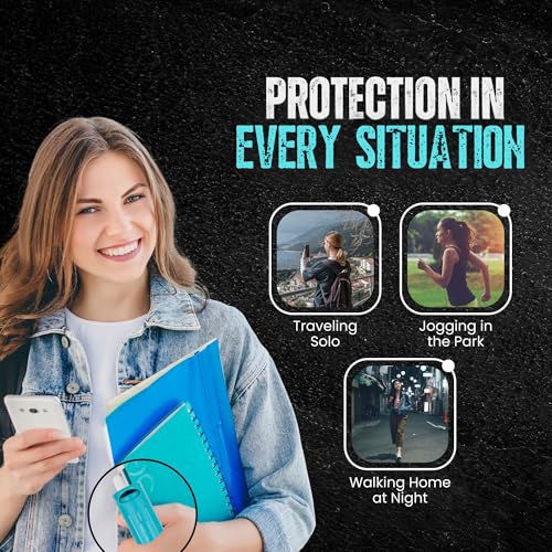 Police Magnum Personal Safety Alarm & Pepper Spray Combo Self Defense Pack for Women- Loud 135db Siren with Light & Max Strength Flip Top Pepper Spray Protection (Teal)