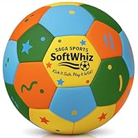 SAGA SPORTS SoftWhiz Colorful Safe Indoor Football Size 4 for kids | Felt-Cover Soft Football for Inside Your Home and Yard – Fun Gift with Pump, Needle & Mesh Bag