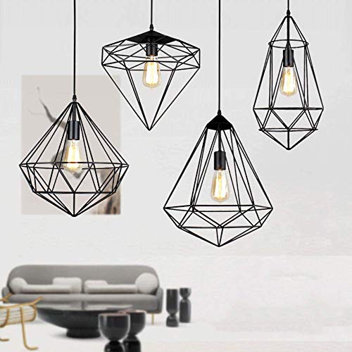 Chandelier de hierro forjado con forma de diamante retro para comedor 7