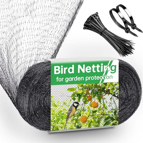 Bird Netting for Garden, 13x32FT Garden Netting 0.8' Mesh Netting for Garden Protection, Fruit Tree Netting Bird Netting for Fruit Trees, Deer Netting Deer Fence for Garden, Black w/50 Cable Ties