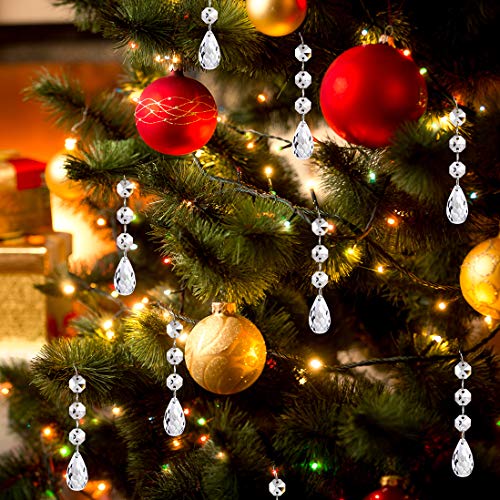Christmas Ornaments Tree Decorations - Acrylic Crystal Ball Drops Clear Teardrop Chandelier Pendants Beads Suncatchers Party Decor (Pack Of 30) #TOP1