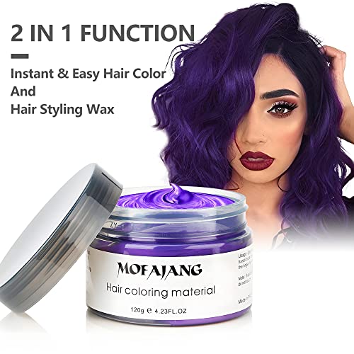 Image of Purple Temporary Hair Dye Wax Natural Instant Hair Color Wax Pomades 4.23 oz,Hair Styling Clay for Party, Cosplay, Halloween,Christmas
