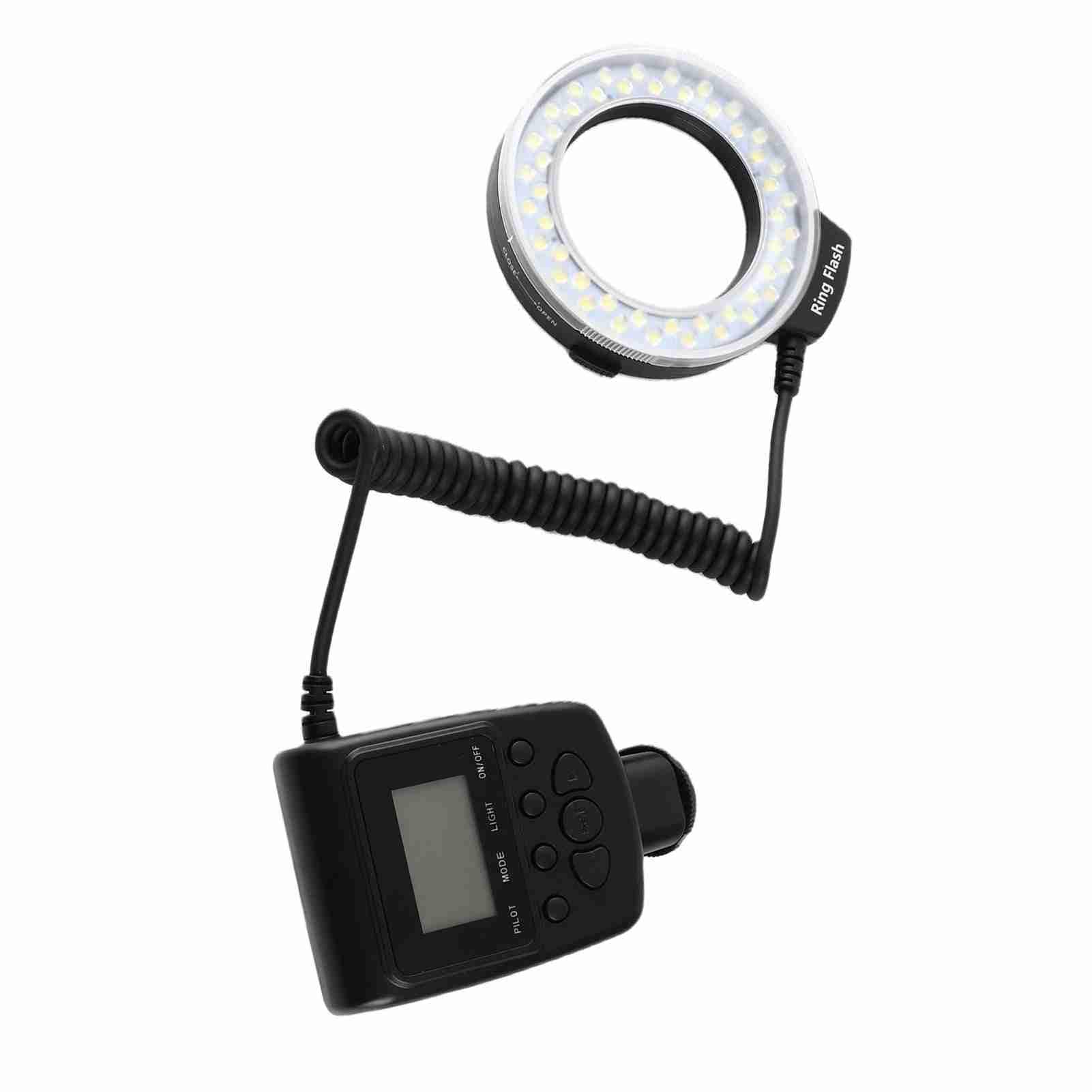 Fabater Przenośna Błyskowa LED na Baterie Światło Wypełniające z Filtrami Kolorowymi i 8 Adapterami do Fotografii, 48 Koralików 7 Poziomów Jasności 4 Tryby Błysku Kontroler LCD do Makrofotografii DSLR
