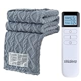 XINIUSLEEP Heated Blanket Electric Blanket 50'x60', Soft Taffeta Sherpa Electric Throw with 5 Heating Level & 1-12 Hour Auto Off, Heated Throw with Overheating Protection, Machine Washable(Light Grey)