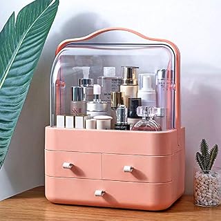 LZDMY Makeup Organiser Storage Drawers,Cosmetic Organisers Acrylic, Skincare Organiser for Dresser & Bathroom, Dust-Proof Waterproof (Pink)