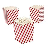 Paper Mini 4' Red and White Striped Popcorn Boxes 24 pc