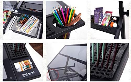 an Adjustable-Height Drawing Table with Storage Features and a Tiltable Art Surface, Suitable for Crafting and Creative Projects.