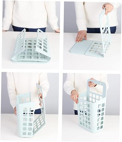 Miniatura 2 de Alipis Cesta de plástico para ropa sucia, cesta plegable para colgar en estantes de lavandería, cesta de almacenamiento de plástico para lavandería,