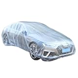 2 Counts Disposable Car Cover with Stretchable Edges - Universal Fit for Cars, SUVs, Vehicles 15.7ft x 24.6ft, Dustproof, Waterproof, Lightweight Car Dust Protector for Indoor & Outdoor Use