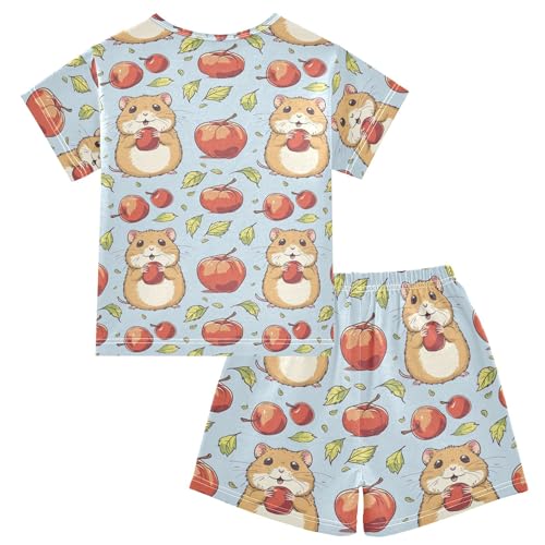 Hamster Fruit Leaves Pajama Set Pajamas Sleepwear Nightwear Loungewear Clothes Set B04033552
