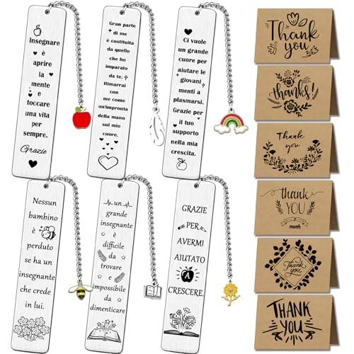 6 Pezzi Segnalibro Maestra Insegnate, Regalo Maestre Fine Anno, Personalizzato