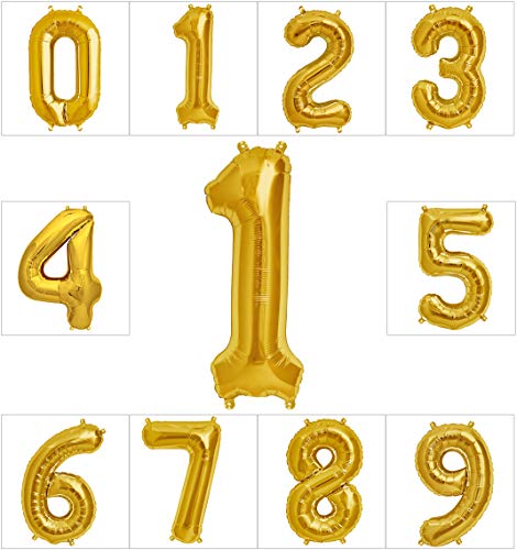 FUNXGO Palloncino Numero 5 Oro - due pezzi Uno