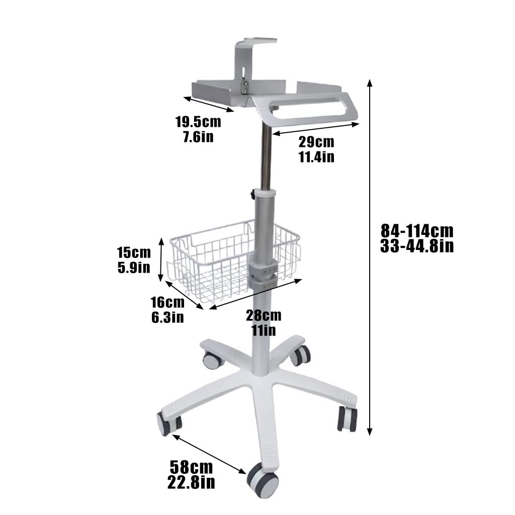 Carrello da Scrivania Multiuso, Carrello da Laboratorio da Scrivania, Ampio Piano di Lavoro, Dotato di Quattro Ruote Piroettanti Silenziose, Struttura in ABS,B-Fixed Height