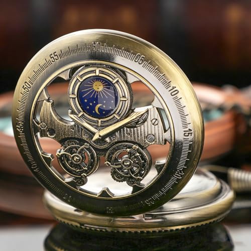 Image of Pocket Watch Vintage Mechanical Pocket Watches with Chain Christmas Graduation Birthday Gifts Father's Day