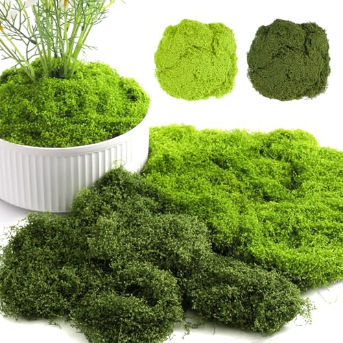 200g Mousse Artificielle Decoration, Réutilisable Nylon Fausse Mousse Vegetale, Mousses Stabilisée Artificielle Verte Fausse Herbe, Mousses Végétale...