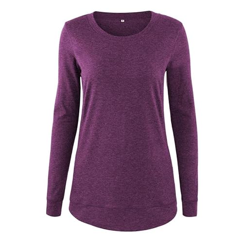 Women's Maternity Nursing Tops Double Layer Long Sleeve Casual Loose Breastfeeding T-Shirt (As1, Alpha, L, Regular, Regular, Purple) #TOP2