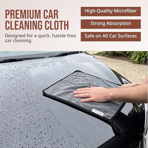 Image of Microfiber Cloth (Pack of 4) - 40x40 cms - 500 GSM | Thick Lint & Streak-Free Multipurpose Cloths - Automotive Microfibre Towels for Car, Bike Cleaning, Washing & Detailing (Grey)