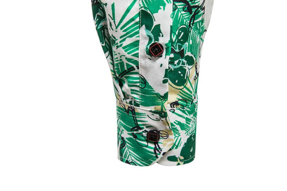 HGJH Hawaii Hemd, Herrenhemd Slim Fit Grau Blumen Blätter Ölgemälde Druck Hawaiihemd Kubakragen Dunkelgrau Langarm Button Down Weiches Strandhemd Henley Hemd Für Männer Jungen