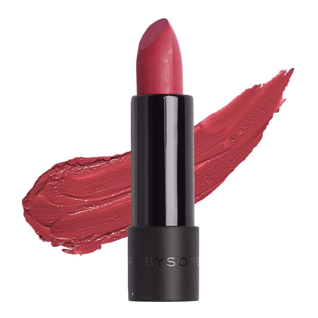 Ruby's Organics Semi Matte Lipstick | Organic, Natural And Mineral - Rhubharb, 3.7g
