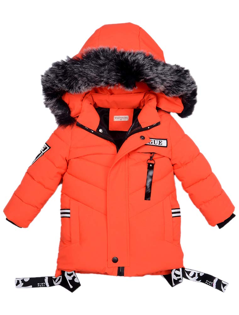 Odziezet Men's Orange Baby Boy Down Coat Kids Hooded Puffer Zipper Jacket Winter Outerwear Clothes 2-7 Years