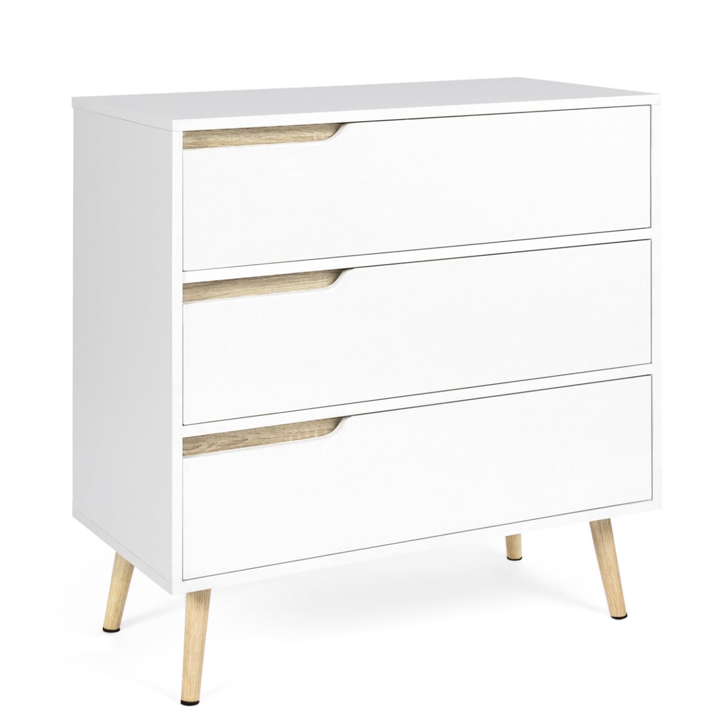 IDMarket Helsinki - Cómoda 3 cajones (80 cm), color blanco
