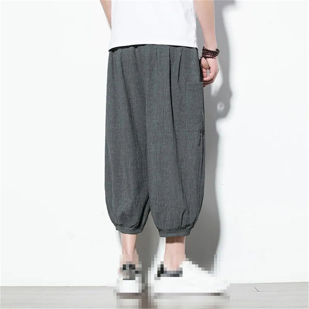 Pantalones Casuales para Hombre Pantalones De Verano Pantalones De Pierna Ancha Holgados con Bolsillo