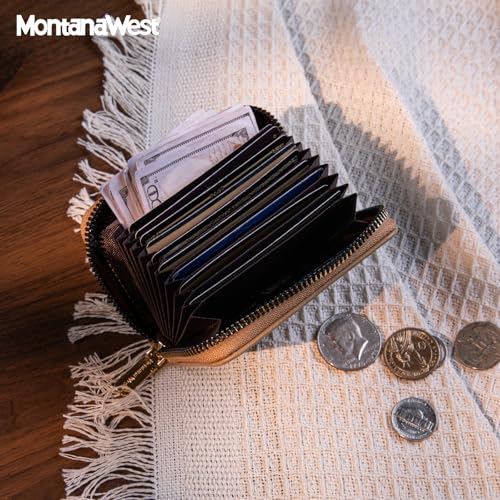 Image of Montana West RFID Blocking Small Credit Card Holder Wallet for Women with Zipper Soft Compact Women's Wallet Gift Idea