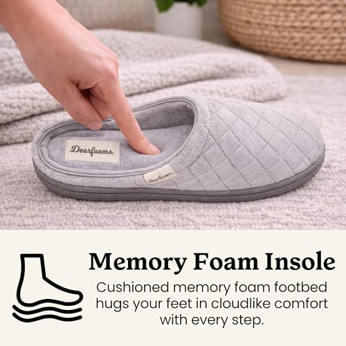 Image of Leslie Terry Clog House Shoes with Memory Foam, Indoor Slippers with Wide Widths